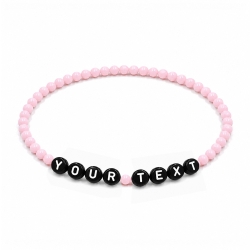 Personalised 4mm Baby Pink Shiny beaded bracelet with custom letter beads