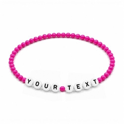 Personalised 4mm Fuchsia Shiny beaded bracelet with custom letter beads