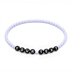 Pastel Lavender Shiny personalised 4mm bead bracelet with custom name beads