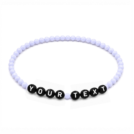 Pastel Lavender Shiny personalised 4mm bead bracelet with custom name beads