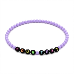 Violet Shiny custom name 4mm beaded bracelet with personalised letter beads