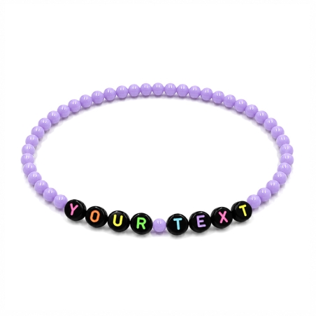 Violet Shiny custom name 4mm beaded bracelet with personalised letter beads