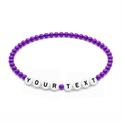 Purple Shiny personalised 4mm bead bracelet with custom name and letter beads
