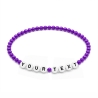 Purple Shiny personalised 4mm bead bracelet with custom name and letter beads