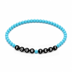 Blue Shiny personalised 4mm beaded bracelet with custom name letter beads