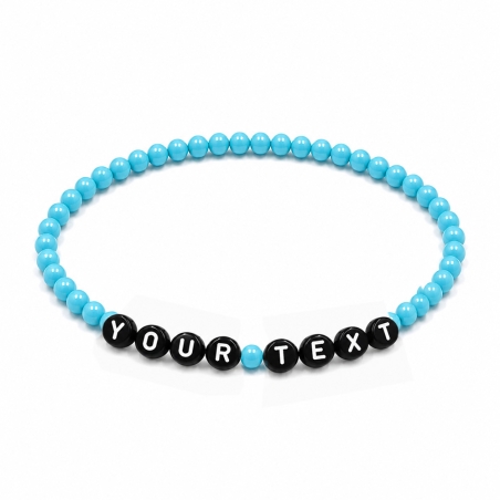 Blue Shiny personalised 4mm beaded bracelet with custom name letter beads