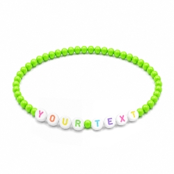 Apple Green Shiny personalised 4mm beaded bracelet with custom name letter beads