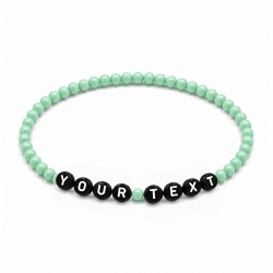 Mint Green Shiny personalised 4mm beaded bracelet with custom name letter beads