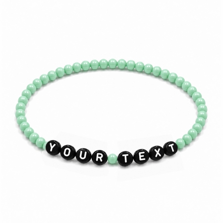 Mint Green Shiny personalised 4mm beaded bracelet with custom name letter beads