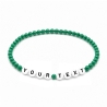 Emerald Green Shiny personalised 4mm beaded bracelet with custom name letter beads