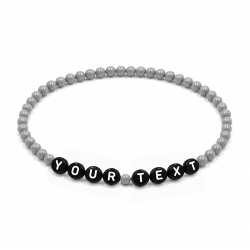 Grey Shiny personalised 4mm beaded bracelet with custom name letter beads