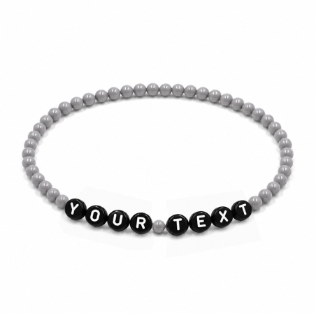 Grey Shiny personalised 4mm beaded bracelet with custom name letter beads
