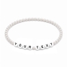 White Pearl personalised 4mm beaded bracelet with custom name letter beads and a lustrous pearl-effect finish