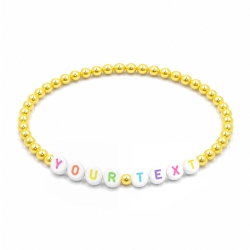 Yellow Pearl personalised 4mm beaded bracelet with custom name letter beads and a lustrous pearl-effect finish