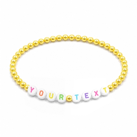 Yellow Pearl personalised 4mm beaded bracelet with custom name letter beads and a lustrous pearl-effect finish