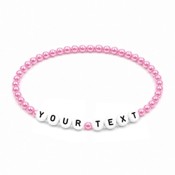 Pink Pearl personalised 4mm beaded bracelet with custom name lettering and a soft pearlescent pink finish