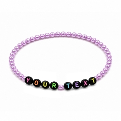 Lilac Pearl personalised 4mm beaded bracelet with custom name lettering and a soft lavender pearlescent finish