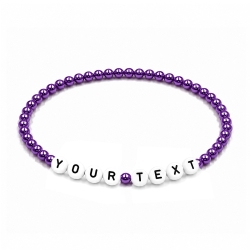 Purple Pearl personalised 4mm beaded bracelet with custom name lettering and a rich purple pearlescent finish