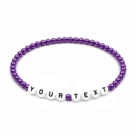 Purple Pearl personalised 4mm beaded bracelet with custom name lettering and a rich purple pearlescent finish
