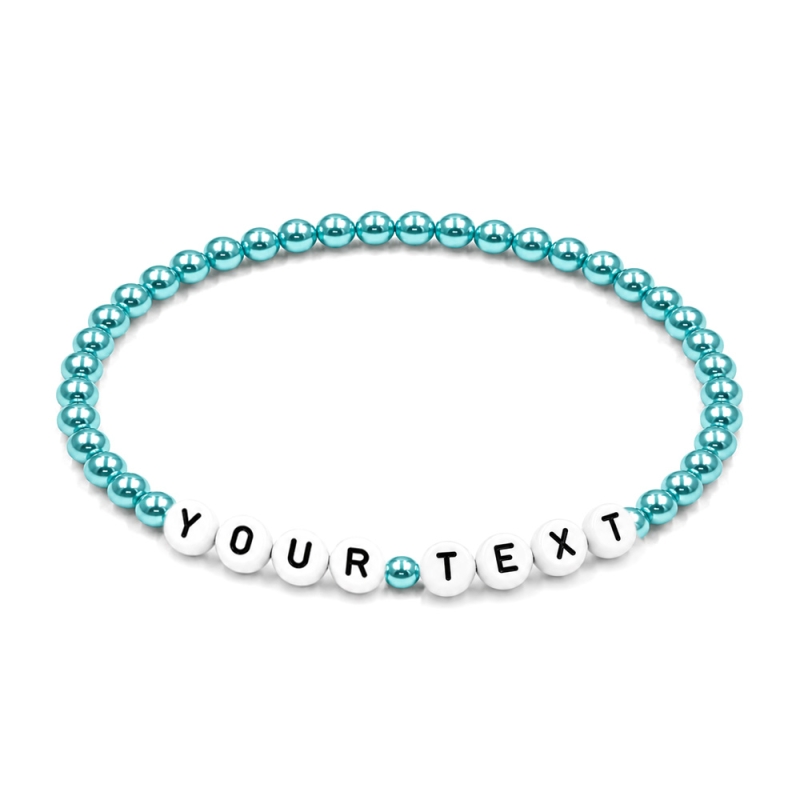 Aqua Pearl 4mm Personalised Bracelets 442