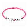 Flamingo Pink Shiny personalised 4mm beaded bracelet with custom name lettering and bright glossy pink acrylic beads
