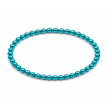 Handcrafted Turquoise Pearl 4mm beaded bracelet with pearlescent turquoise acrylic beads in a classic non-personalised design