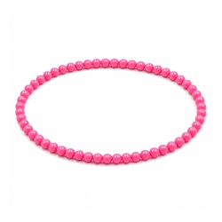 Handcrafted Flamingo Pink Shiny 4mm beaded bracelet with glossy pink acrylic beads in a classic non-personalised design
