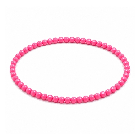 Handcrafted Flamingo Pink Shiny 4mm beaded bracelet with glossy pink acrylic beads in a classic non-personalised design