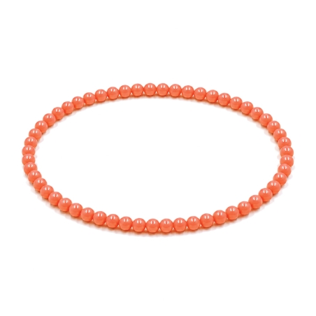 Handcrafted Tangerine Shiny 4mm beaded bracelet with glossy orange acrylic beads in a classic non-personalised design