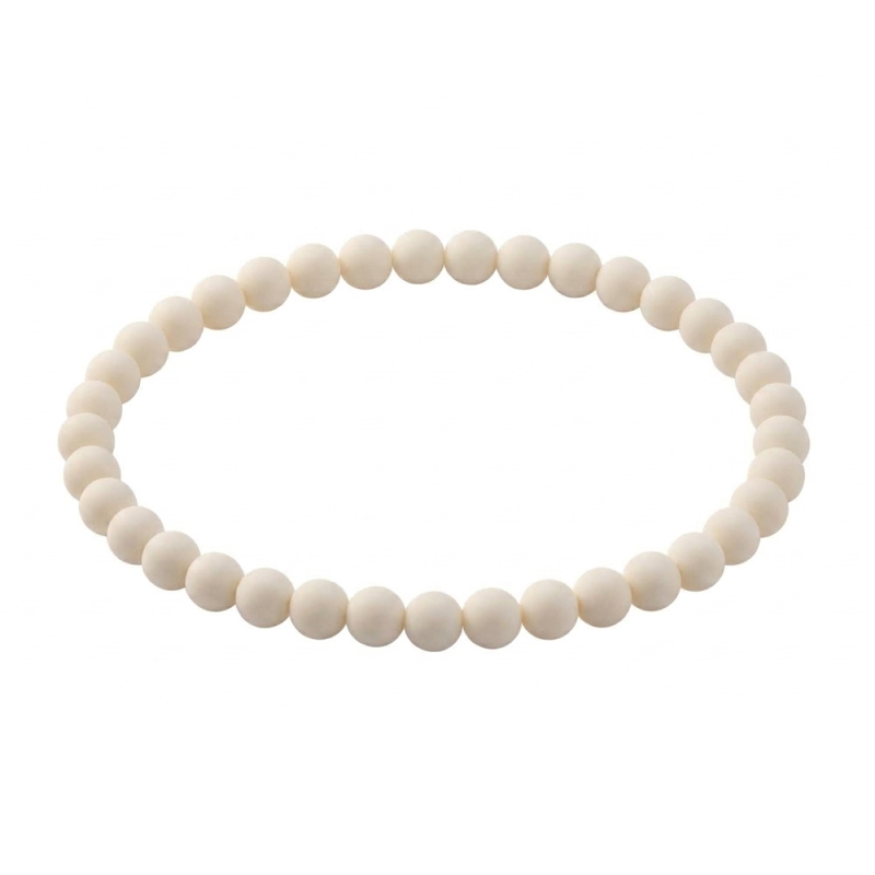 Soft Ivory Matte 6mm Beaded Bracelet with Smooth Ivory Acrylic Beads, Handmade Minimalist Jewellery