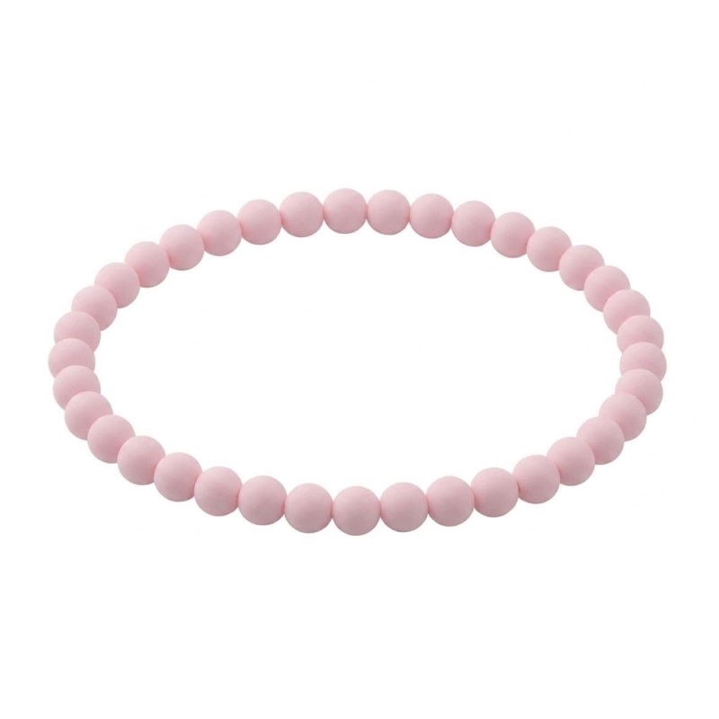 Powder Pink Matte 6mm Beaded Bracelet with Soft Pink Acrylic Beads, Handmade Minimalist Jewellery