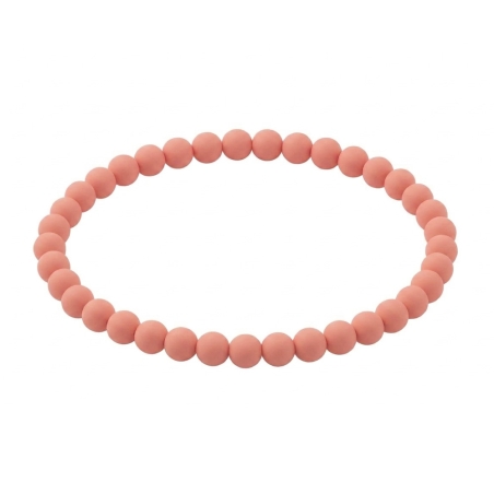 Muted Salmon Matte 6mm Beaded Bracelet with Warm Salmon Pink Acrylic Beads, Handmade Jewellery