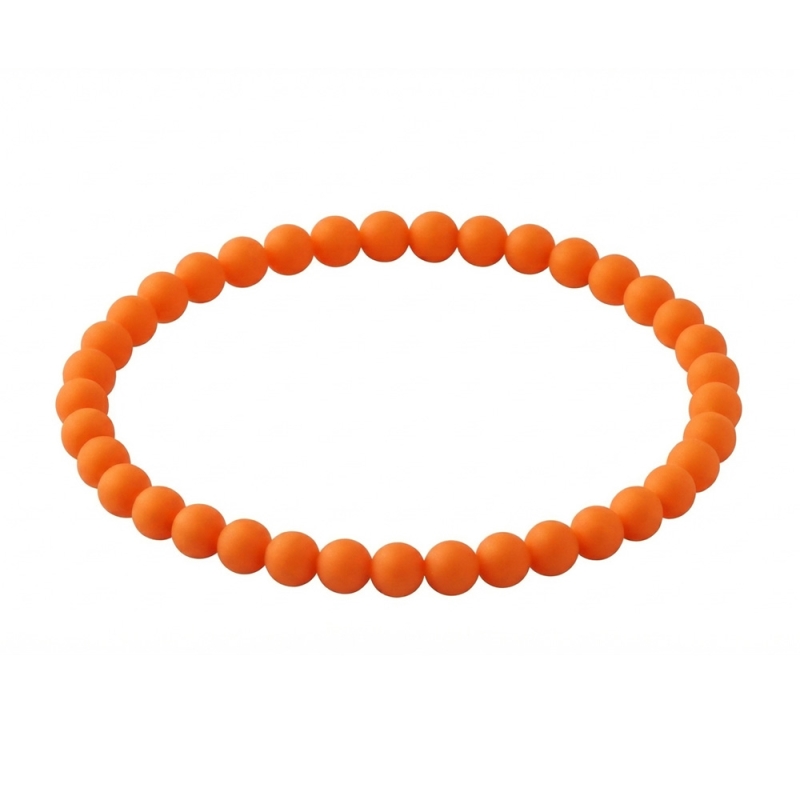 Tangerine Matte 6mm Beaded Bracelet with Bright Orange Acrylic Beads, Handmade Colourful Jewellery