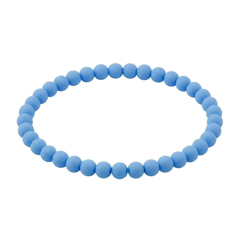 Pastel Blue Matte 6mm Beaded Bracelet with Soft Blue Acrylic Beads, Handmade Jewellery
