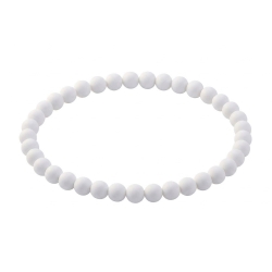 Snowdrop White Matte 6mm Beaded Bracelet with Soft White Acrylic Beads, Minimalist Handmade Jewellery