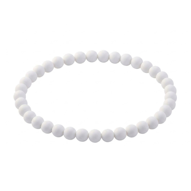 Snowdrop White Matte 6mm Beaded Bracelet with Soft White Acrylic Beads, Minimalist Handmade Jewellery