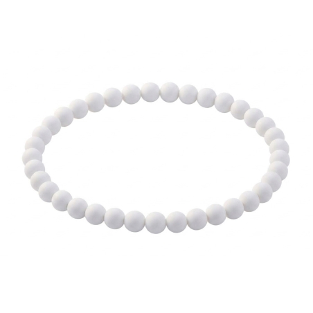 Snowdrop White Matte 6mm Beaded Bracelet with Soft White Acrylic Beads, Minimalist Handmade Jewellery