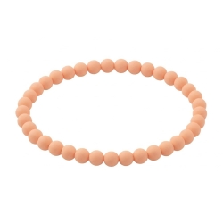 Cantaloupe Peach Matte 6mm Beaded Bracelet with Warm Peach Acrylic Beads, Handmade Pastel Jewellery