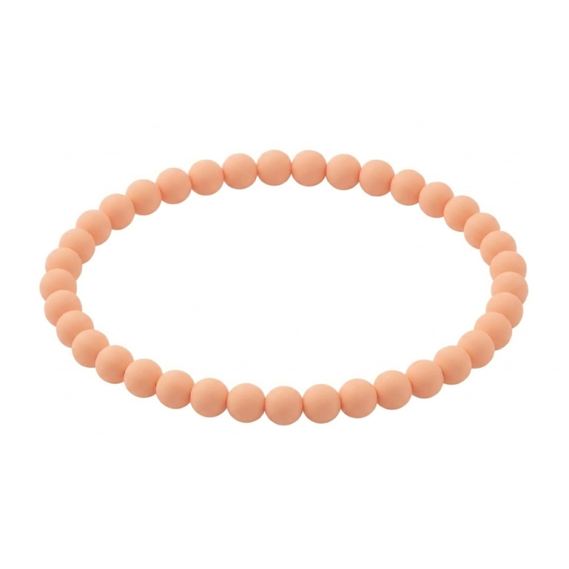 Cantaloupe Peach Matte 6mm Beaded Bracelet with Warm Peach Acrylic Beads, Handmade Pastel Jewellery