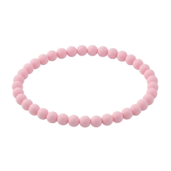 Peony Pink Matte 6mm Beaded Bracelet with Pink Acrylic Beads, Handmade Pastel Pink Jewellery