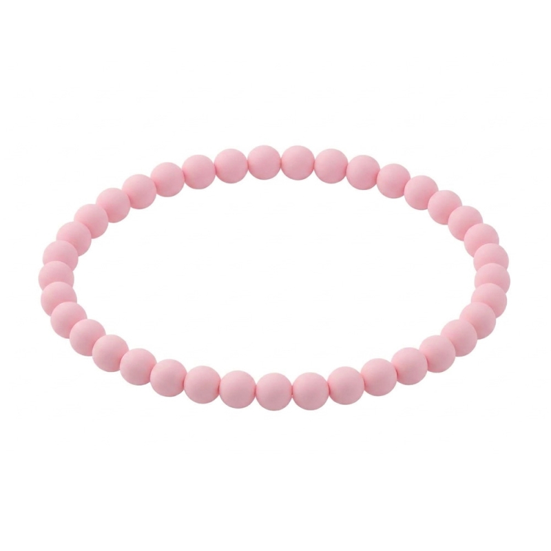 Peony Pink Matte 6mm Beaded Bracelet with Pink Acrylic Beads, Handmade Pastel Pink Jewellery
