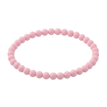 Peony Pink Matte 6mm Beaded Bracelet with Pink Acrylic Beads, Handmade Pastel Pink Jewellery