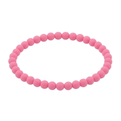 Poppy Pink Matte 6mm Beaded Bracelet with Vibrant Pink Acrylic Beads, Handmade Colourful Jewellery