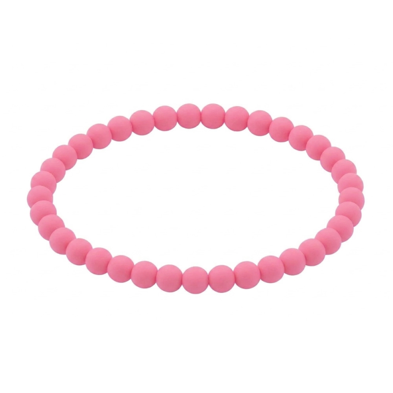Poppy Pink Matte 6mm Beaded Bracelet with Vibrant Pink Acrylic Beads, Handmade Colourful Jewellery