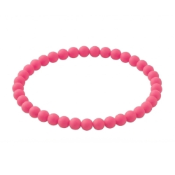 Hibiscus Pink Matte 6mm Beaded Bracelet with Bright Pink Acrylic Beads, Handmade Colourful Jewellery