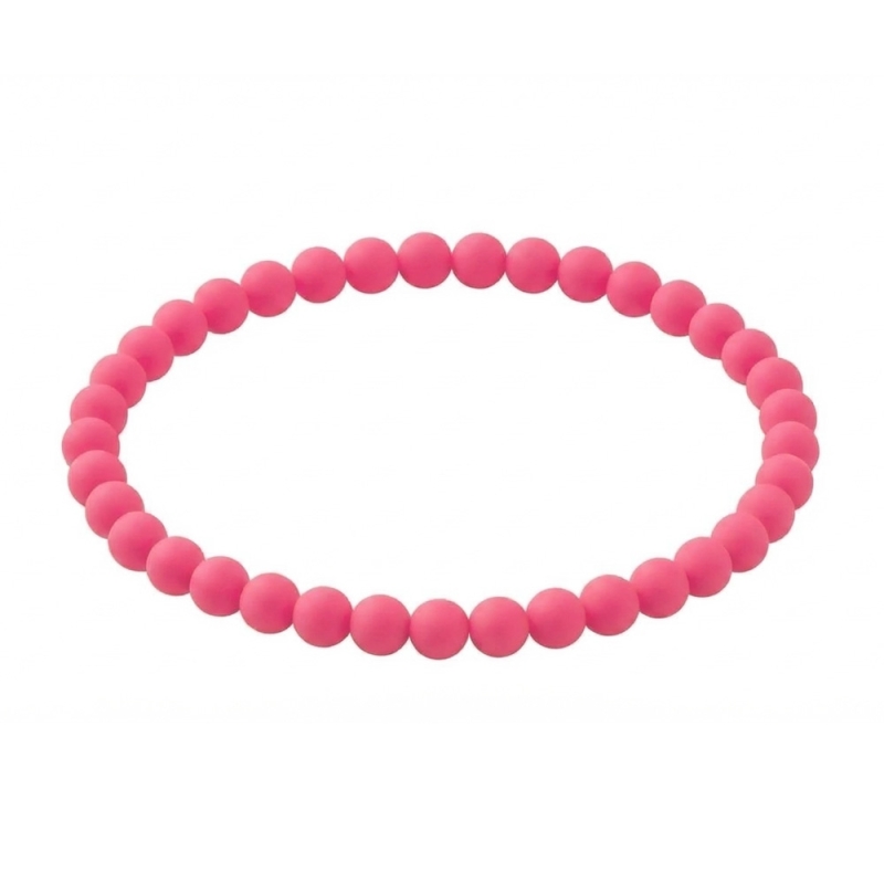 Hibiscus Pink Matte 6mm Beaded Bracelet with Bright Pink Acrylic Beads, Handmade Colourful Jewellery