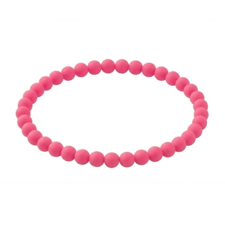 Hibiscus Pink Matte 6mm Beaded Bracelet with Bright Pink Acrylic Beads, Handmade Colourful Jewellery