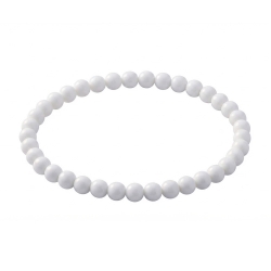 White 6mm Beaded Bracelet with Glossy White Acrylic Beads, Handmade Minimalist Jewellery
