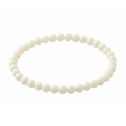 Cream 6mm Beaded Bracelet with Glossy Cream Acrylic Beads, Handmade Neutral Jewellery