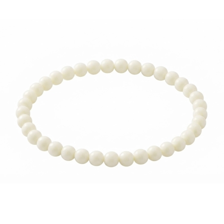 Cream 6mm Beaded Bracelet with Glossy Cream Acrylic Beads, Handmade Neutral Jewellery